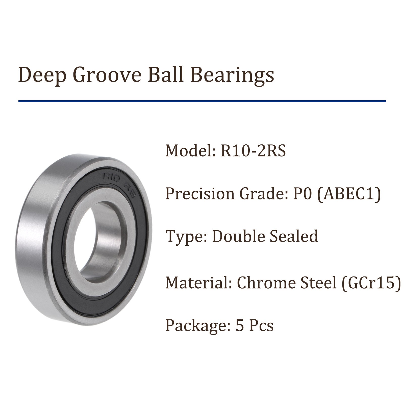 5pcs Ball Bearings – [5/8 Inch x 1-3/8 Inch x 11/32 Inch] Chrome Steel