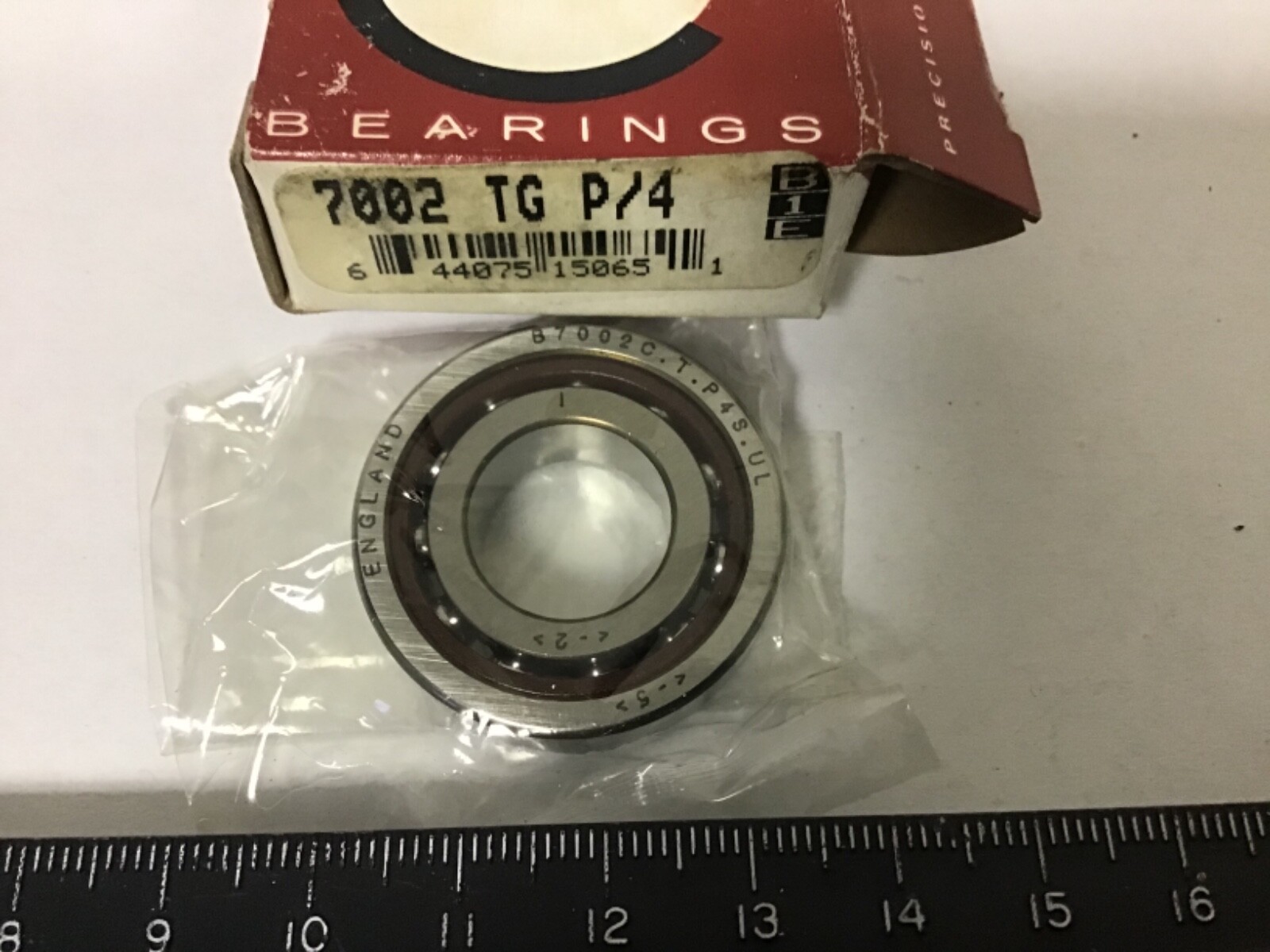 New. Consolidated 7002 TG P/4 Precision Bearing, 15mm ID, 32mm OD, 9mm Width