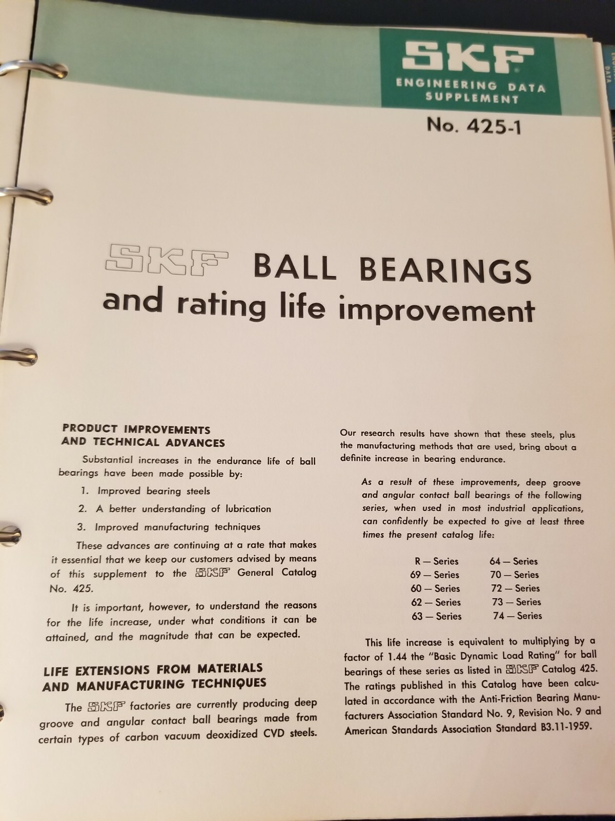 SKF Industries General Catalog 425 (1958) (Information 1950s-1980s)