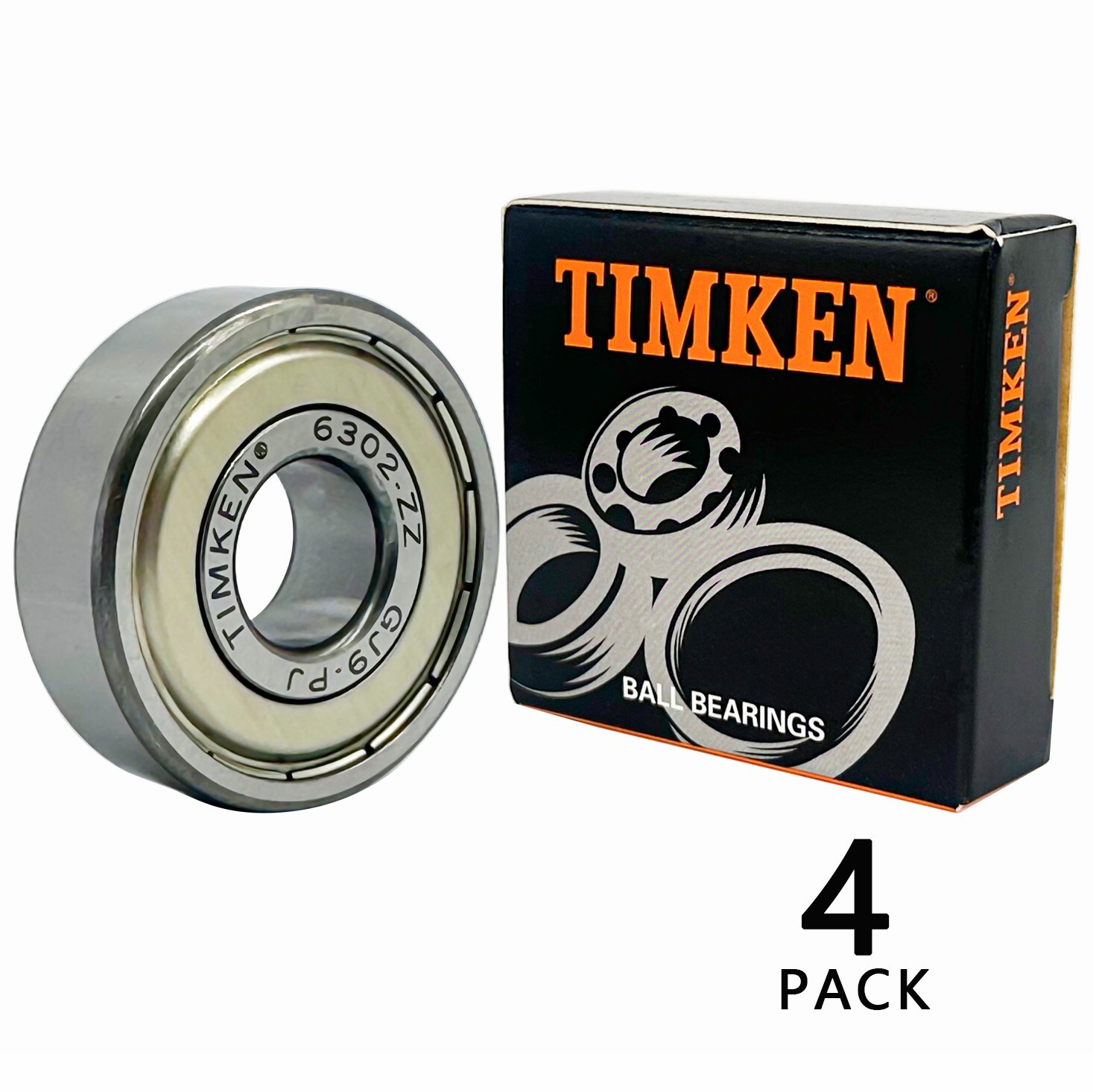 4PACK TIMKEN 6302-ZZ 15X42X13MM Double Metal Seal Bearings 6302ZZ 6302-2Z