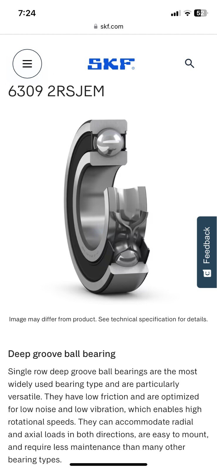 New In Sealed Box SKF 6309-2RSJEM Bearing