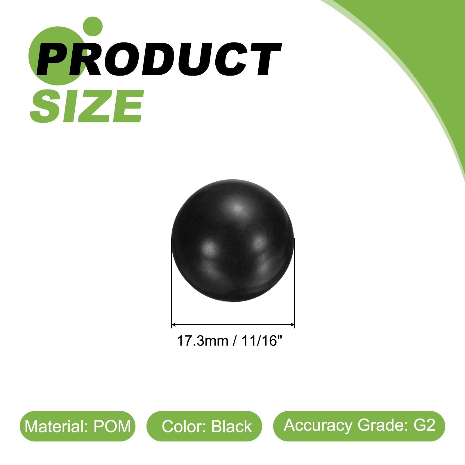 10pcs POM Plastic Bearing Balls G2 11/16″(17.3mm) Solid Plastic Balls Black