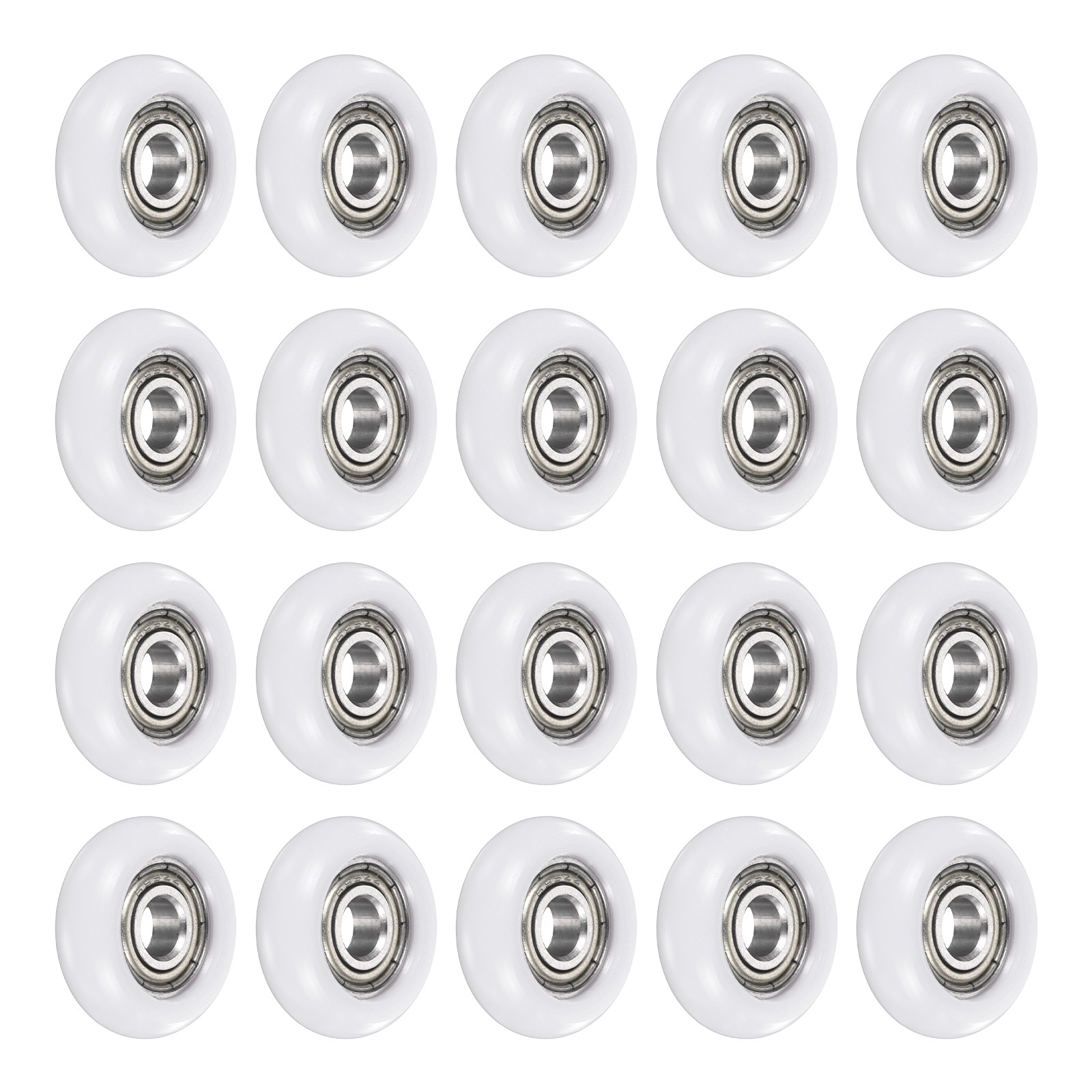 20Pcs 5×19.2×6.3mm Metal Shielded (GCr15) Chrome Steel Bearing+POM Guide, White