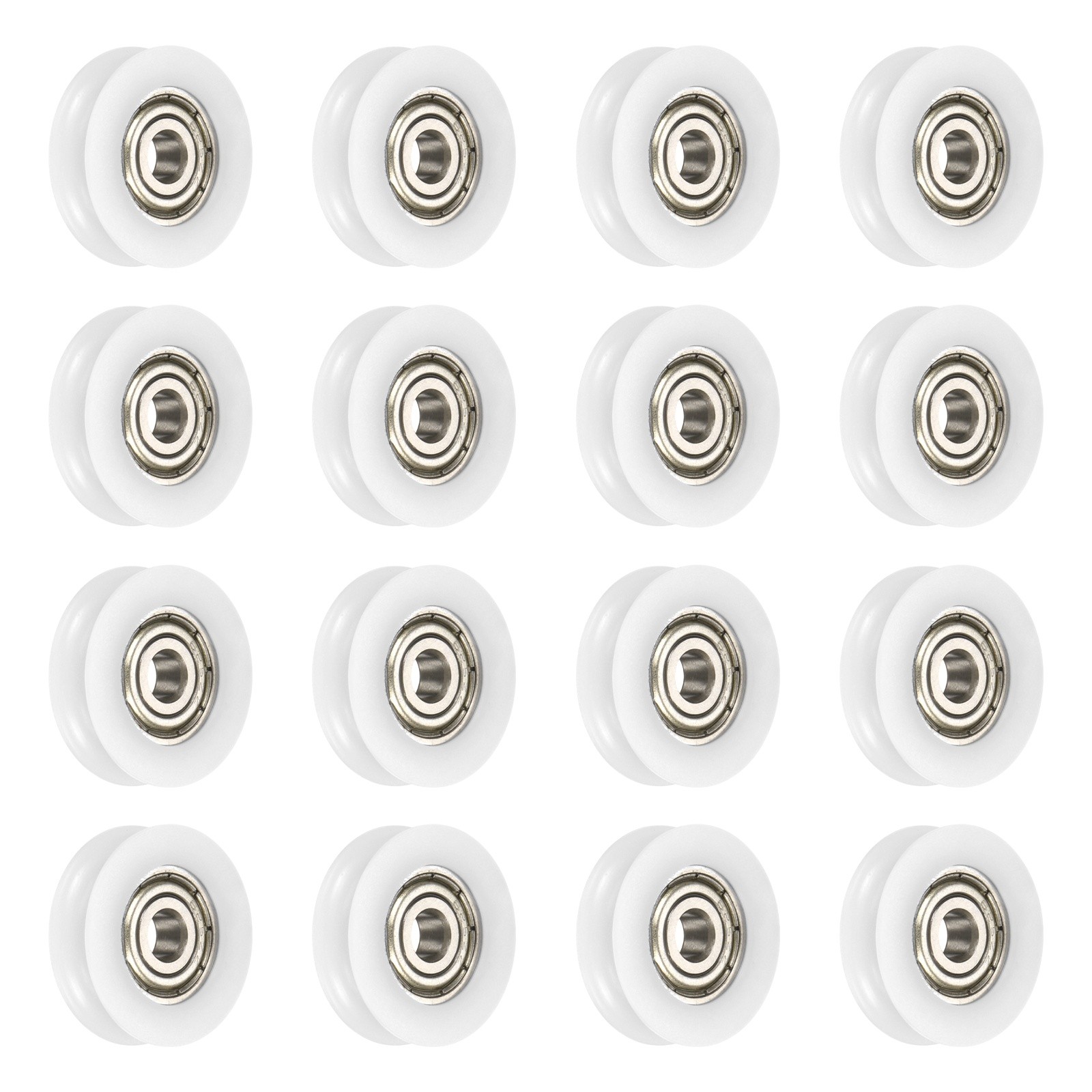 16Pcs Groove Nylon Plastic Guide Bearing 5x24x7mm Pulley Roller(White)