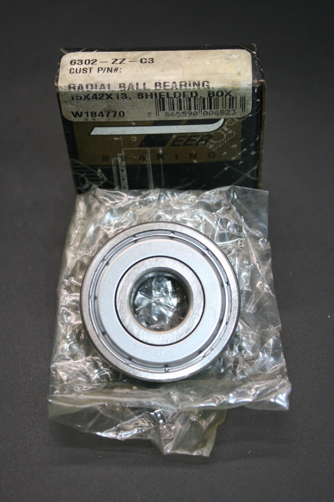 One (1) Peer 6302-ZZ-C3 Deep Groove Bearing 15MM ID China NEW