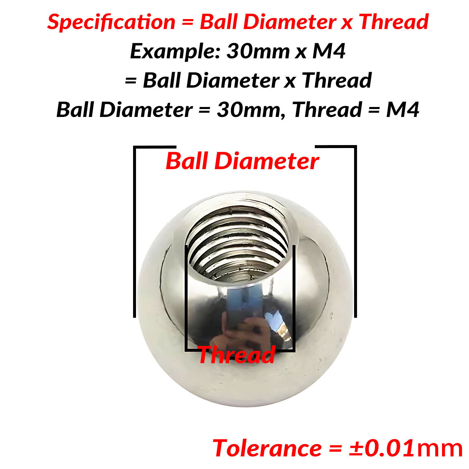 M2 M2.5 M3 M4 M5 To M20 Dia 5-60mm Stainless Steel Ball Bearing With Half Thread