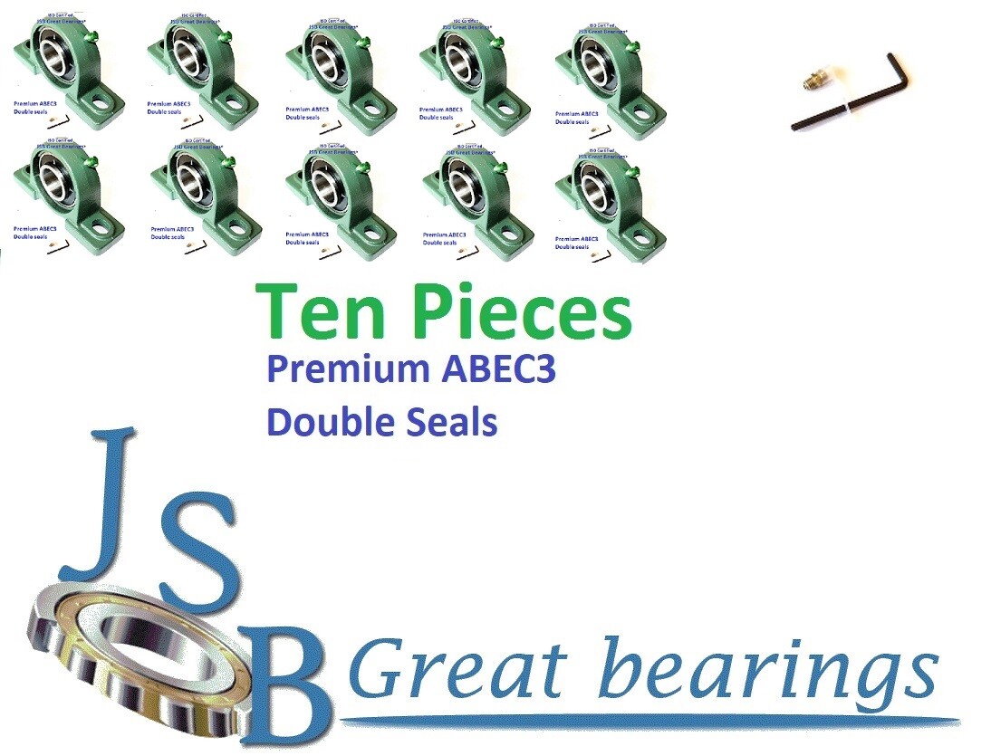 (Qt. 10) UCP210-32 Solid Based 2″ ID Pillow Block Bearing Double Seals 2-Bolt Mo