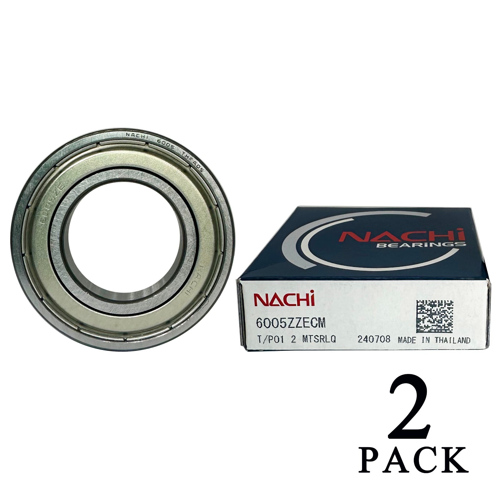 2PACK NACHI Brand 6005-ZZECM 25X47X12MM Double Metal Seal Ball Bearings 6005ZZ