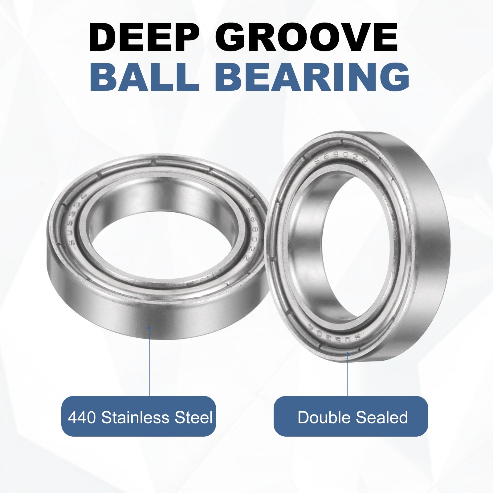2Pcs S6802ZZ Deep Groove Ball Bearing, 15x24x5mm Double Shielded Ball Bearings