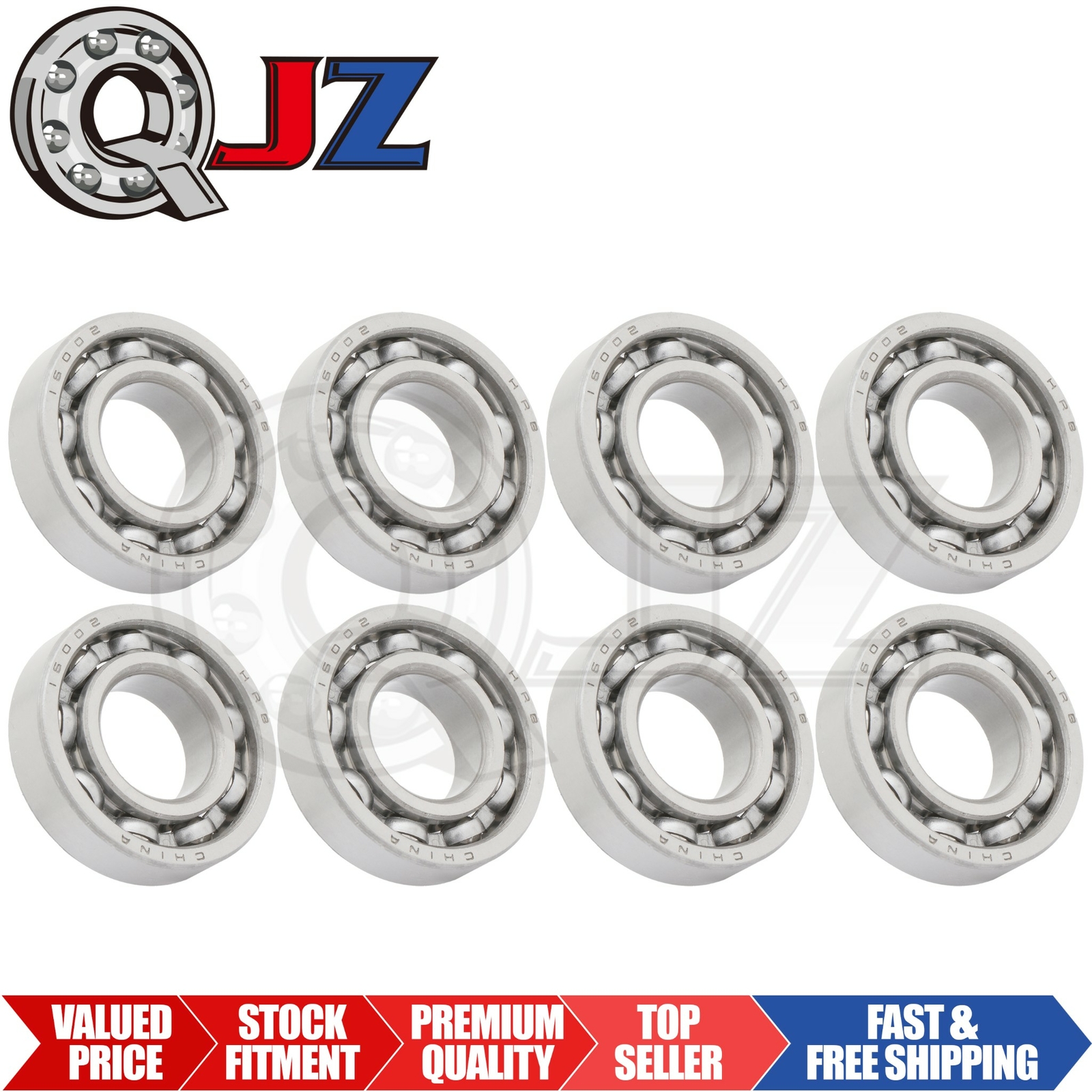 [Qty.8] New 16002-OPEN Deep Groove Ball Bearing [15mm Bore x 32mm OD x 8mm W]