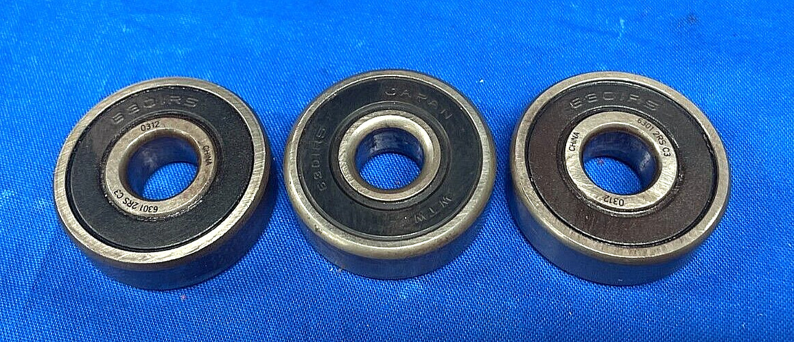 DEEP GROOVE BALL BEARING M/N: 6301RS 12MM X 37MM X 12MM ( LOT OF 3 )