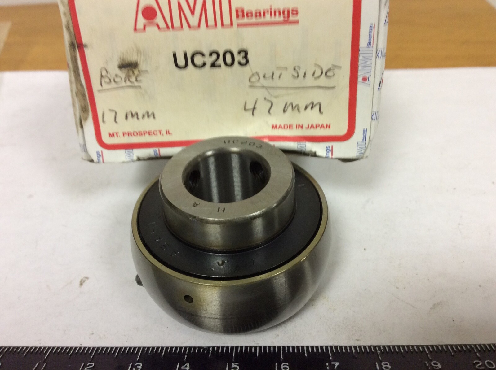 AMI UC203 Insert Bearing, 17mm Bore, 47mm OD, 31mm Width