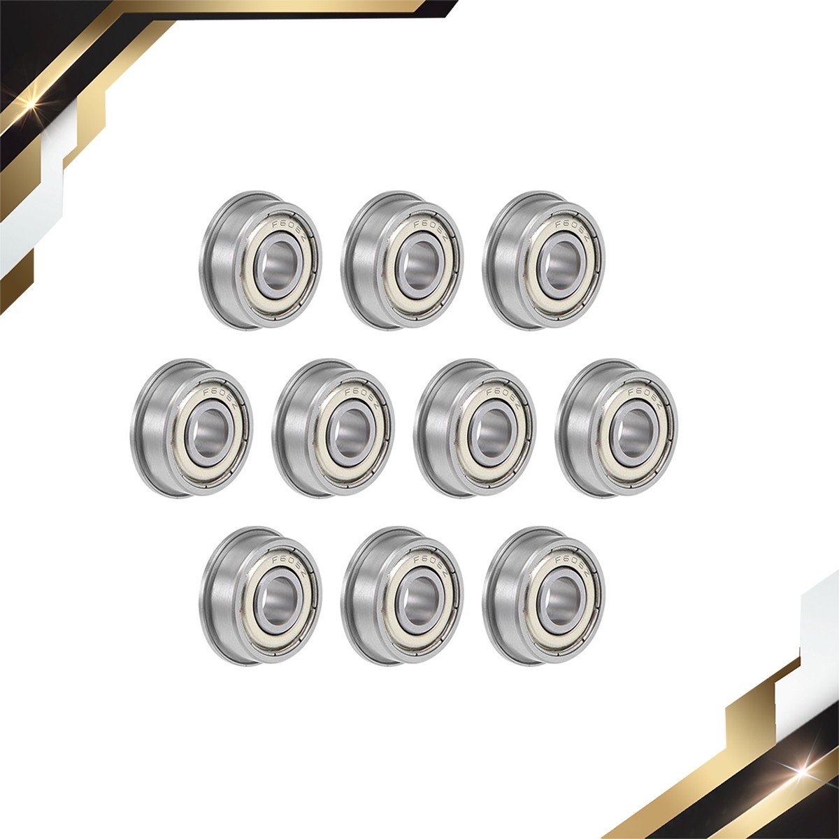F606ZZ Flanged Ball Bearing Double Shielded Chrome Steel Deep Groove 10pcs