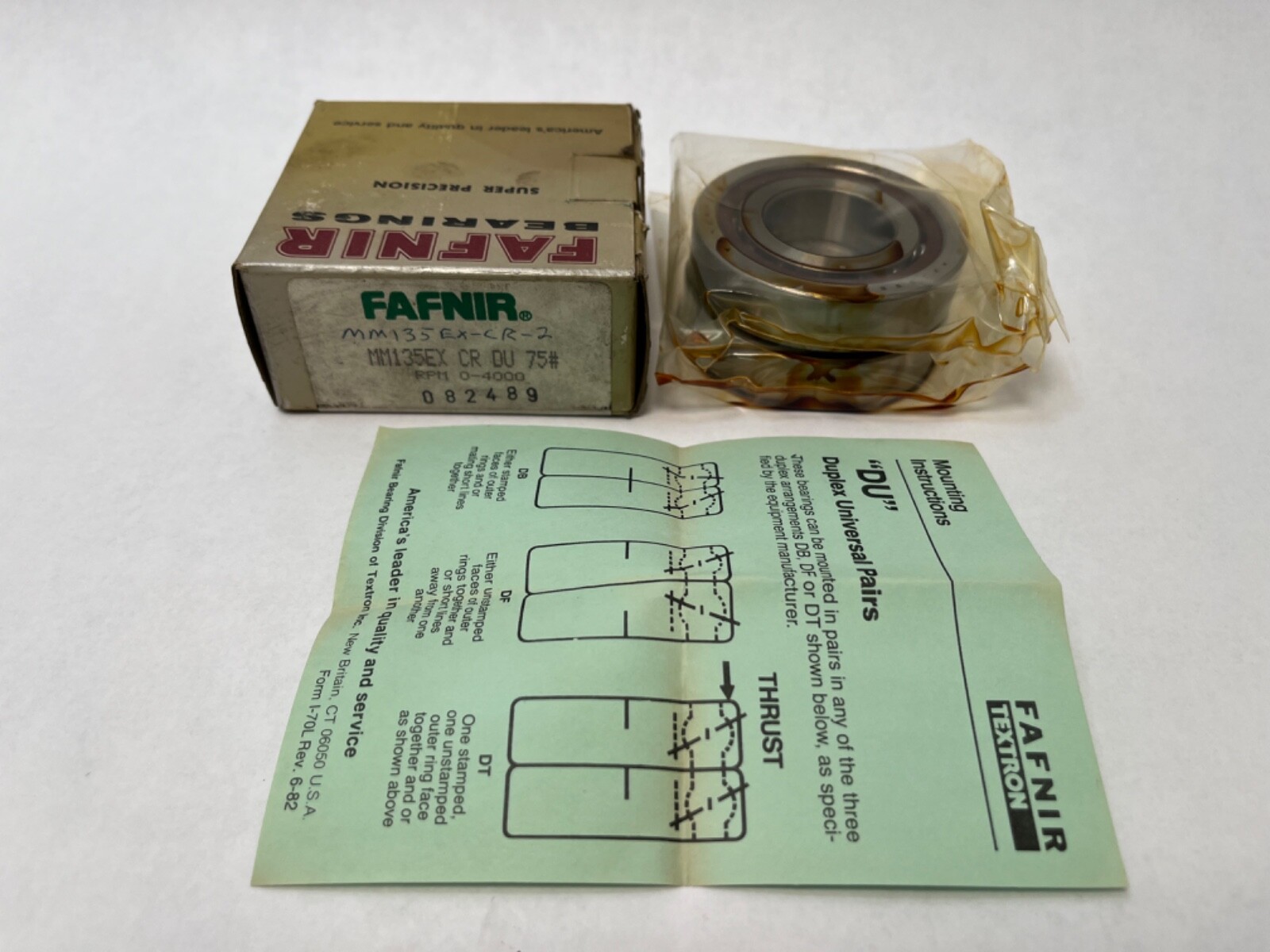 Fafnir MM135EXCRDU-75 Bearing 1-1/4×2-11/16×5/8″ MM 135 EX CR DU 75# USA