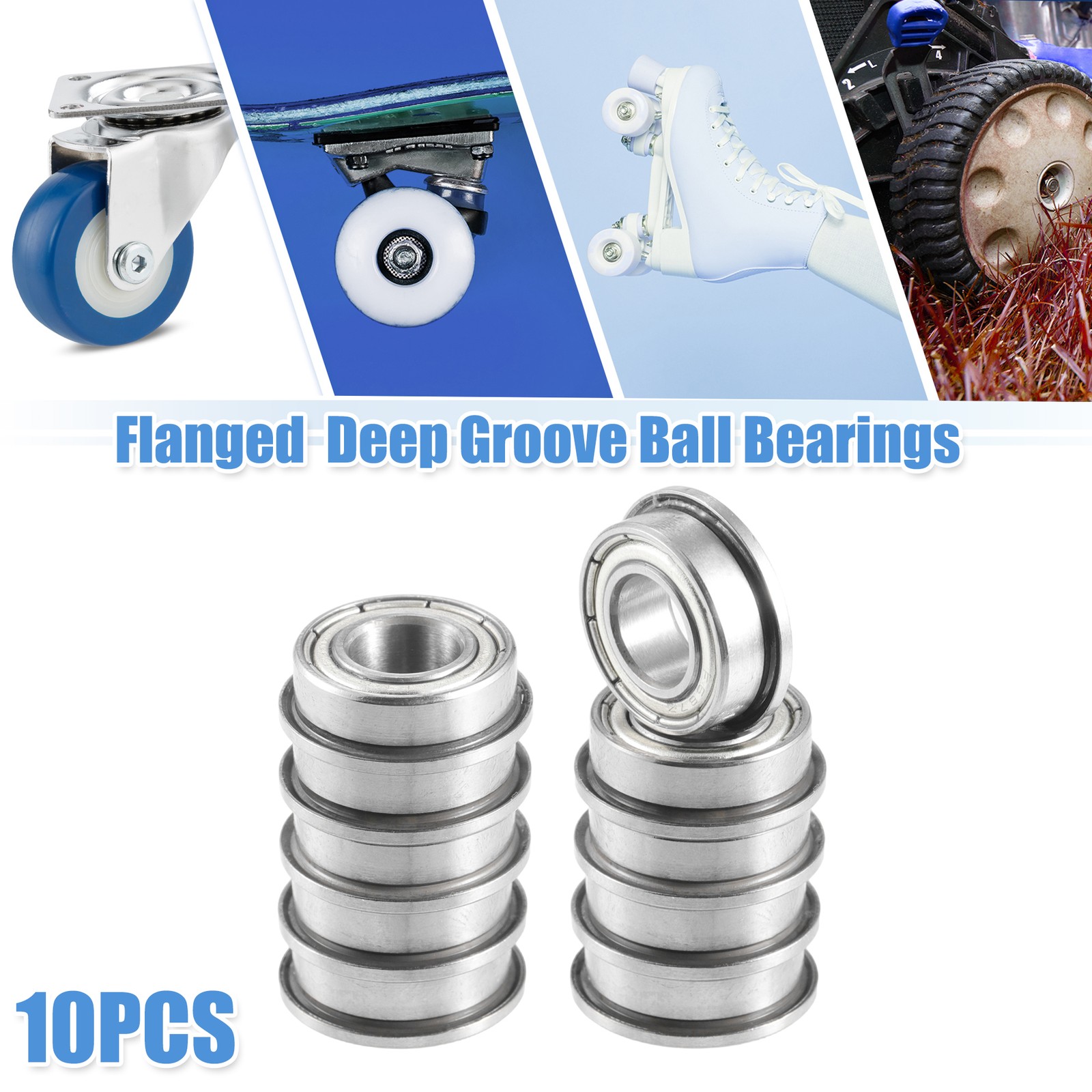 10 Pcs 7x14x5mm F687ZZ Single Row Flanged Bearings Deep Groove Ball Bearings