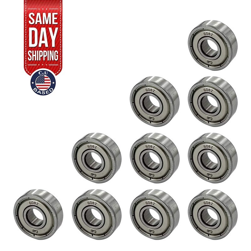 10 Pack 608-ZZ Bearings 8x22x7mm Rubber Sealed Skateboard Scooter Wheel Parts