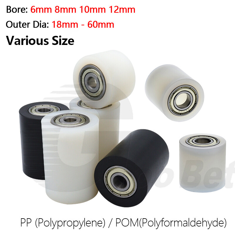 Plastic Roller Two Bearing Coated PP / POM Guiding Wheel Flat Belt Idler Various