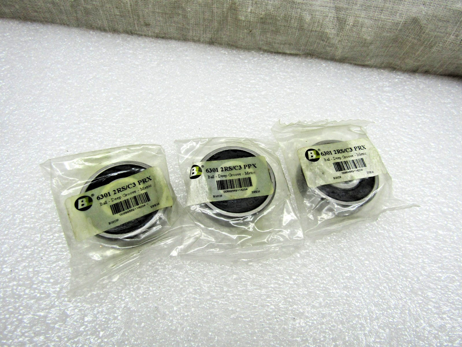 (Lot of 3) Bearings Limited 6301-2RS C3 12mm X 37mm X 12mm Sealed Bearing