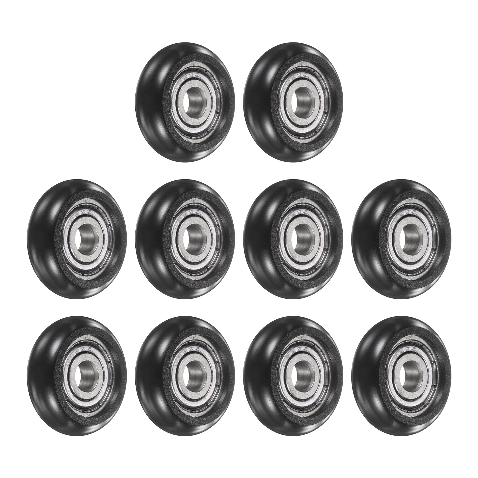 10Pcs 5x22x7mm Metal Shielded (GCr15) Chrome Steel Bearing+POM Guide, Black