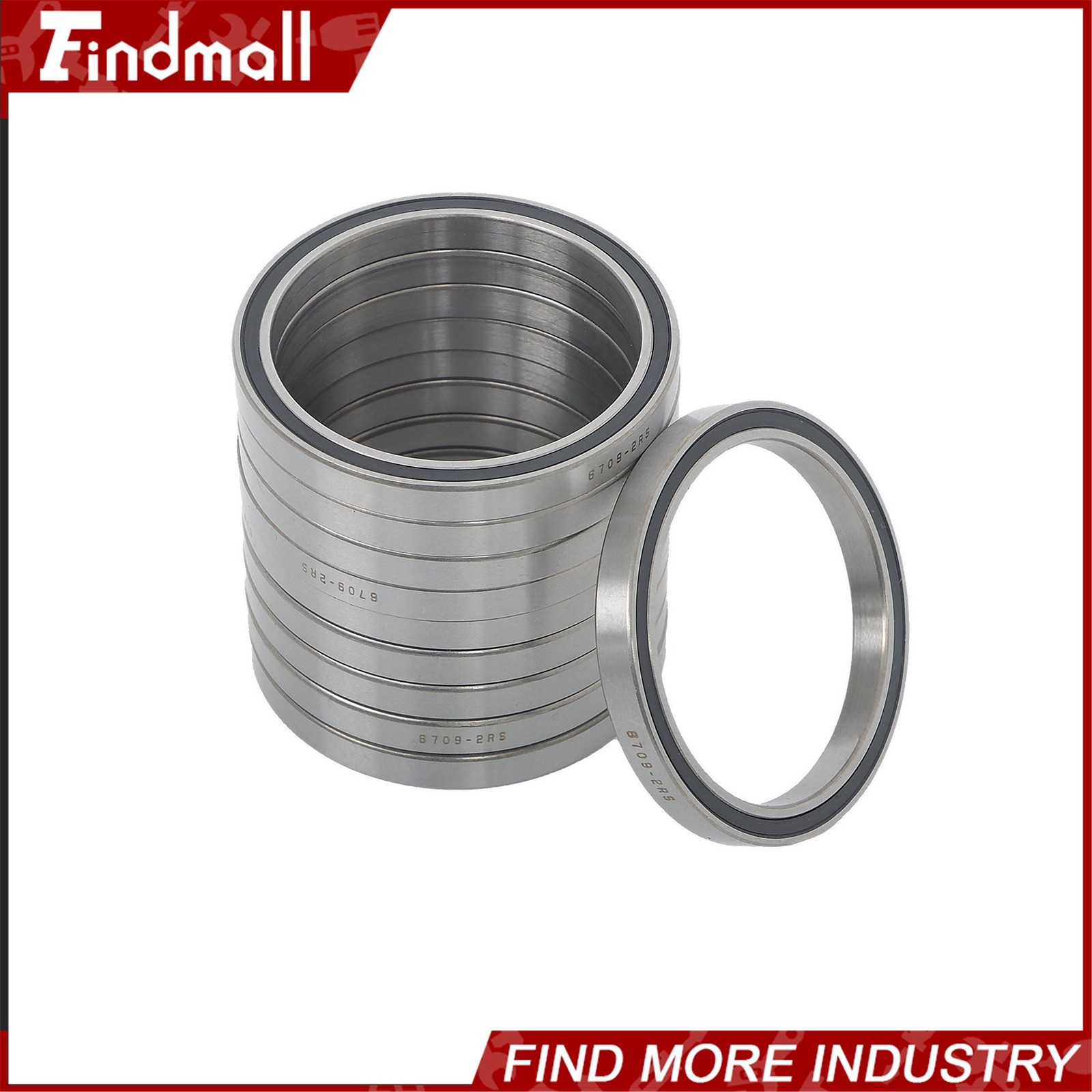 Findmall 6709-2RS Deep Groove Bearings 10pcs 45x55x6mm Rubber Sealed Pre-Lubed