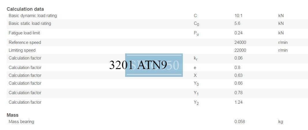 3201 ATN9 Angular Contact Ball Bearings 12x32x15.9mm. #SK