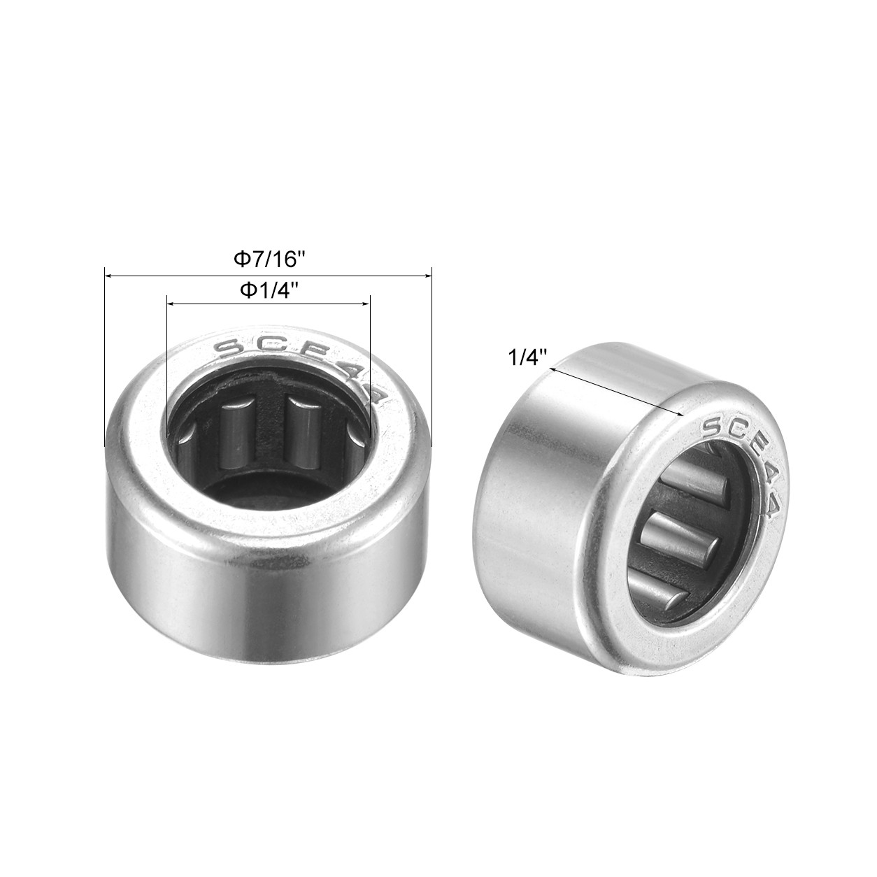 SCE44 Needle Roller Bearings 1/4″x7/16″x1/4″ Chrome STl Open End 10pcs
