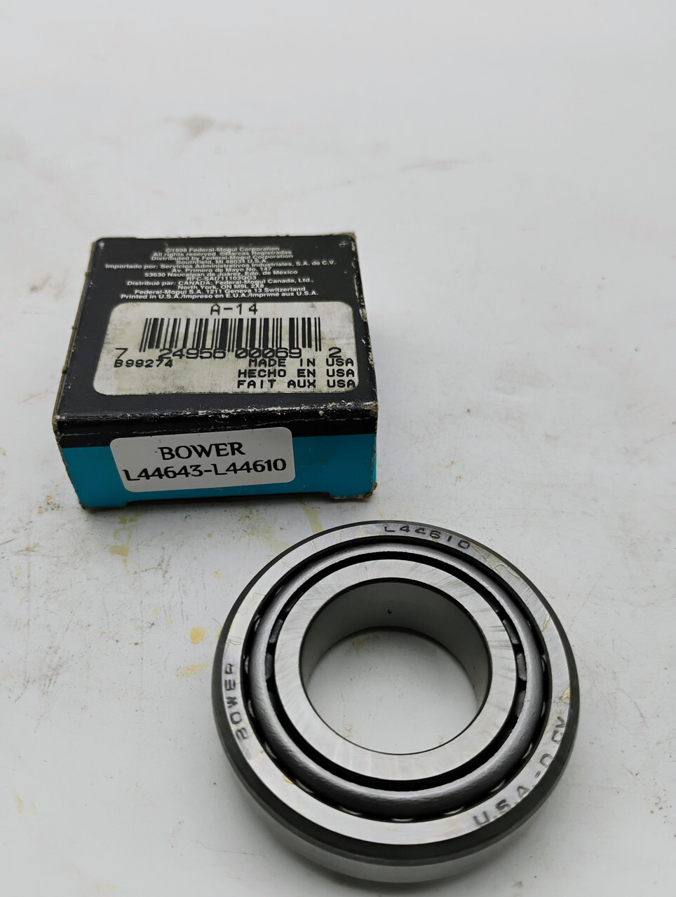 Bower Tapered Roller Bearing L44610-L44643 Cup Cone NOS Made in USA