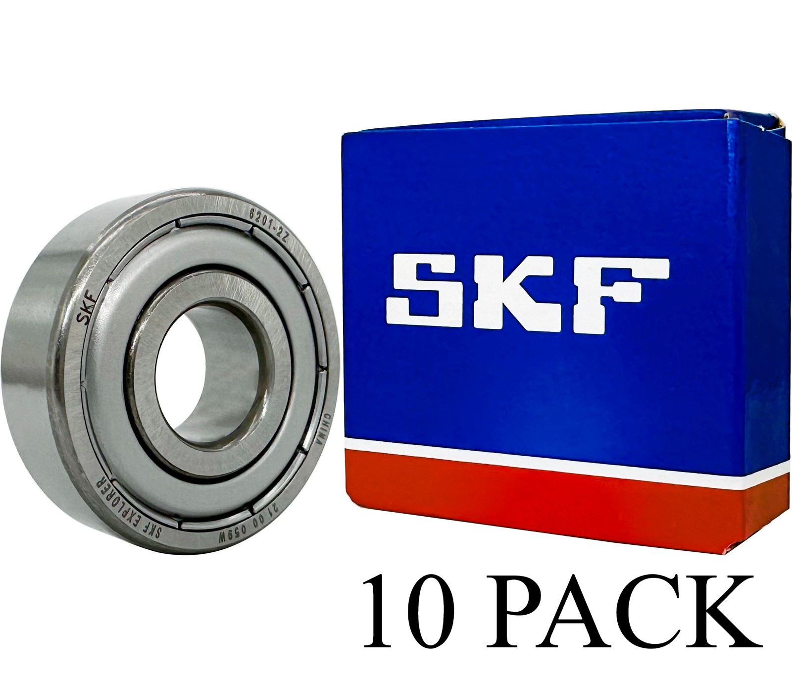 (Qty.10) SKF 6201-2Z 6201-ZZ 12X32X10MM Double Metal Seal Ball Bearings