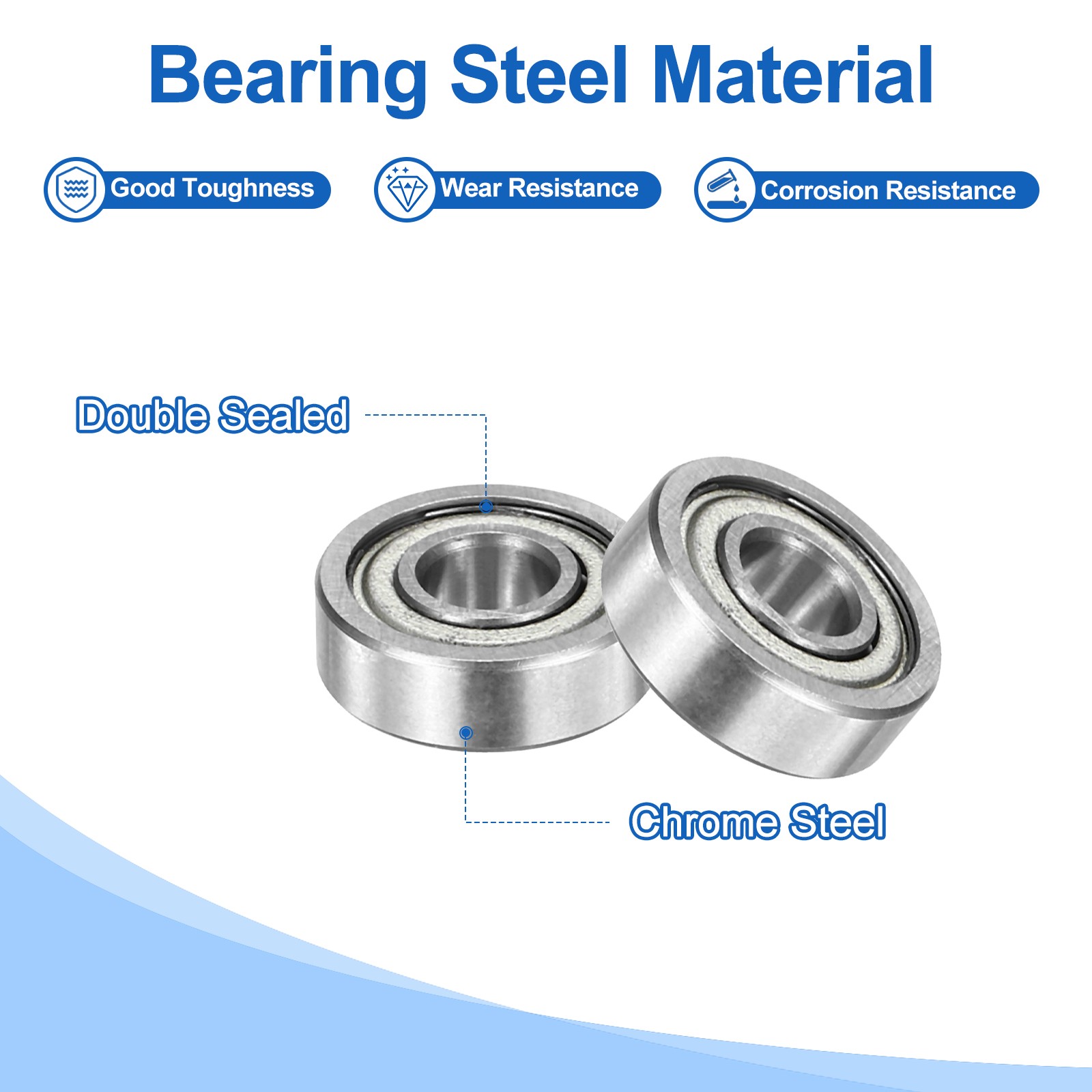 8pcs R1660ZZ 6mm ID x 16mm OD x 5mm Height Z3 Ball Bearings Silver Tone