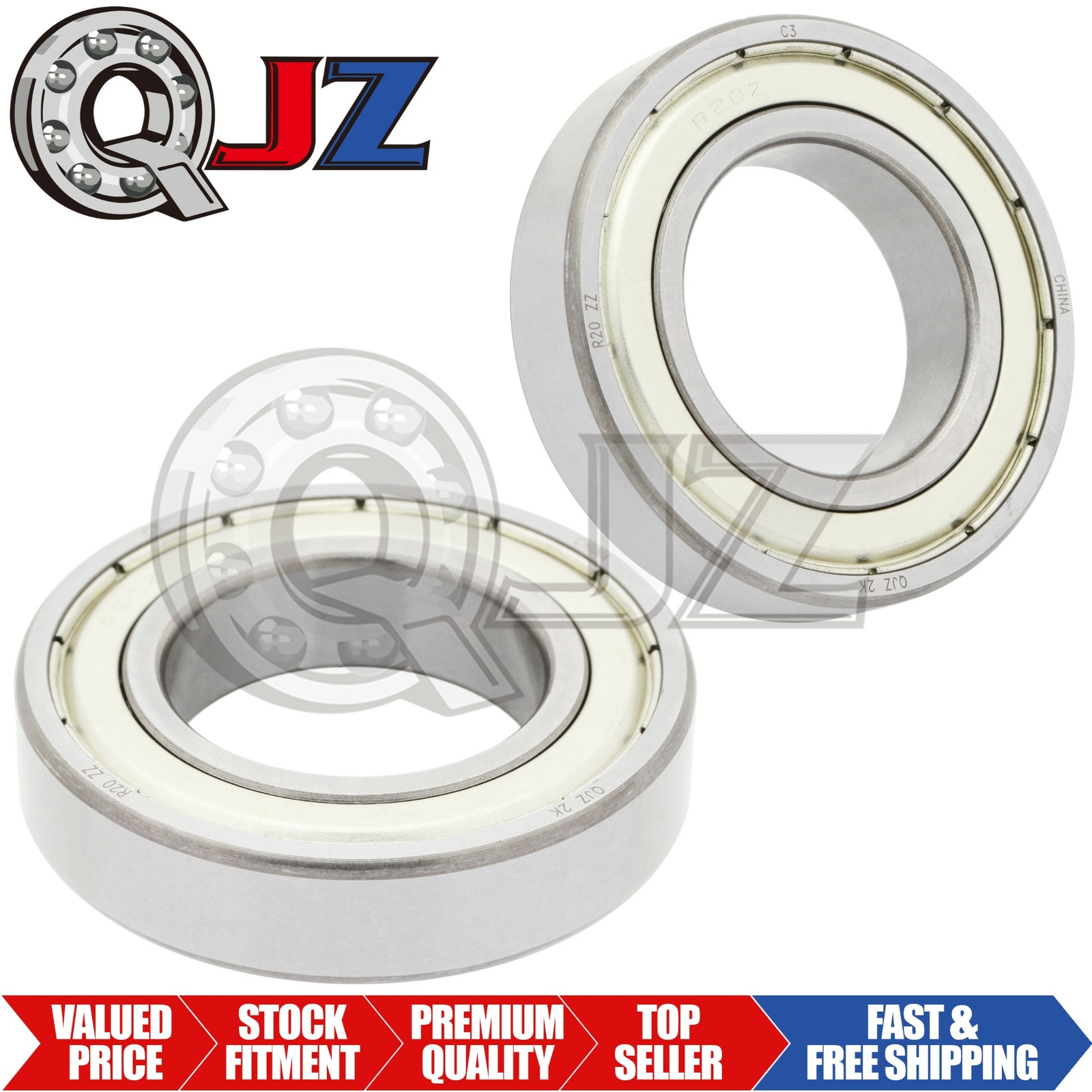 [2x] R20-ZZ Radial/Deep Groove Ball Bearing 1.25in x 2.25in x 0.5in Metal Shield