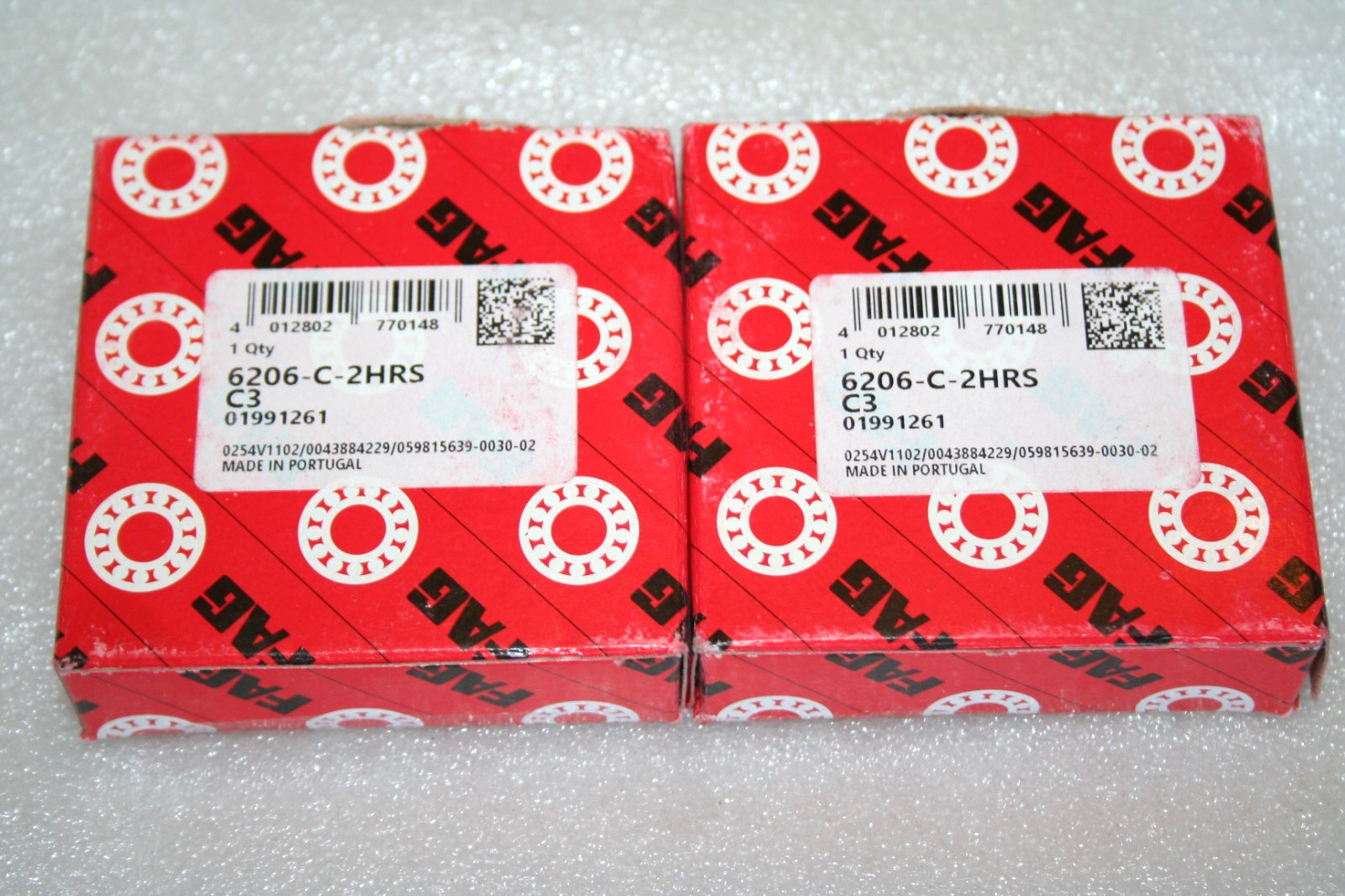 (Lot of 2) FAG 6206-C-2HRS-C3 Sealed Deep Groove Ball Bearings * NEW *
