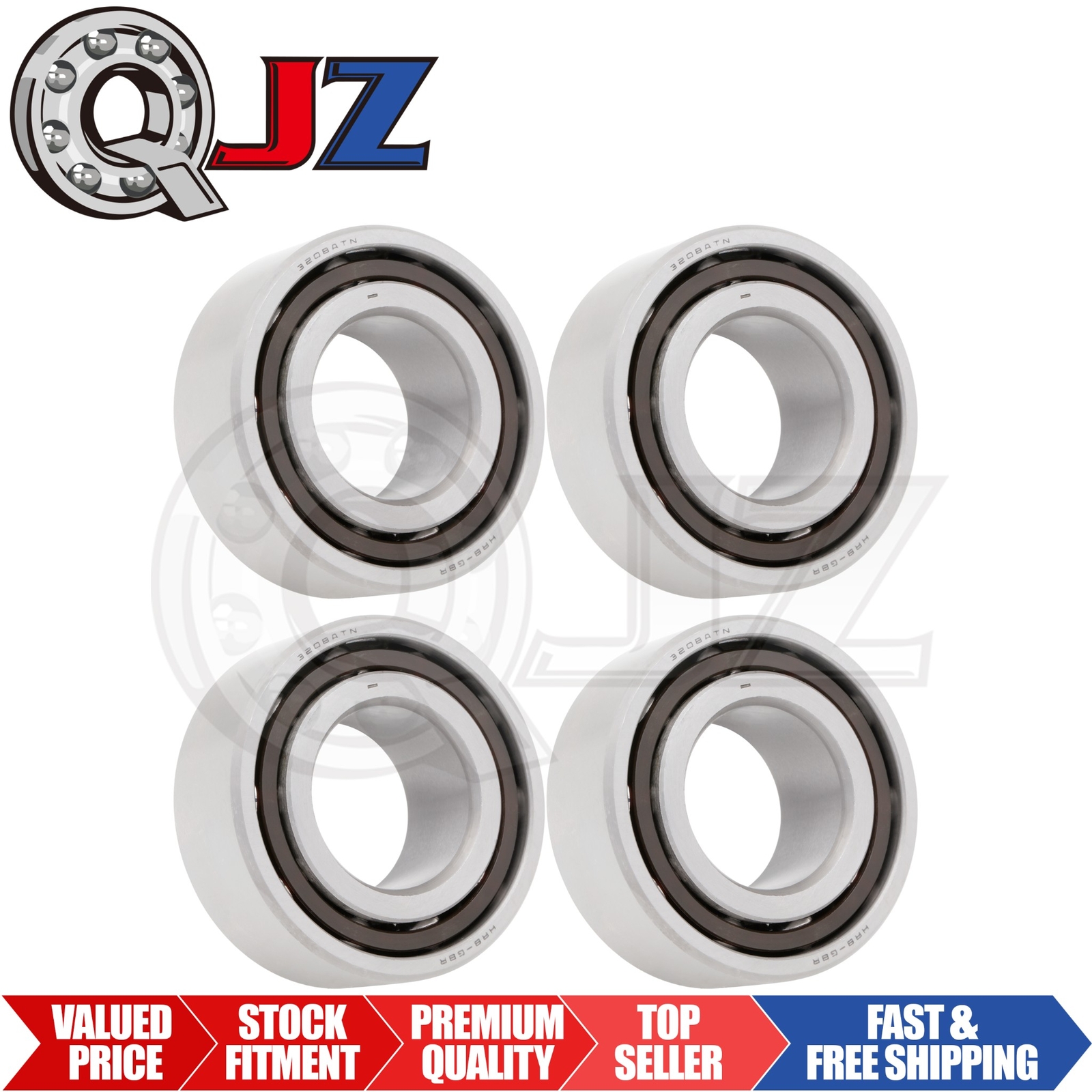 [Qty.4] 3208 Open Angular Contact Ball Bearing [40mm ID x 80mm OD x 30.2mm W]