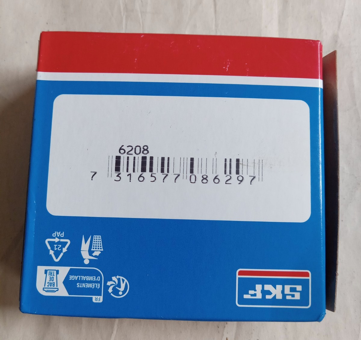 SKF 6208 DEEP GROOVE BALL BEARING, OPEN TYPE, NO SEALS 40x80x18 mm