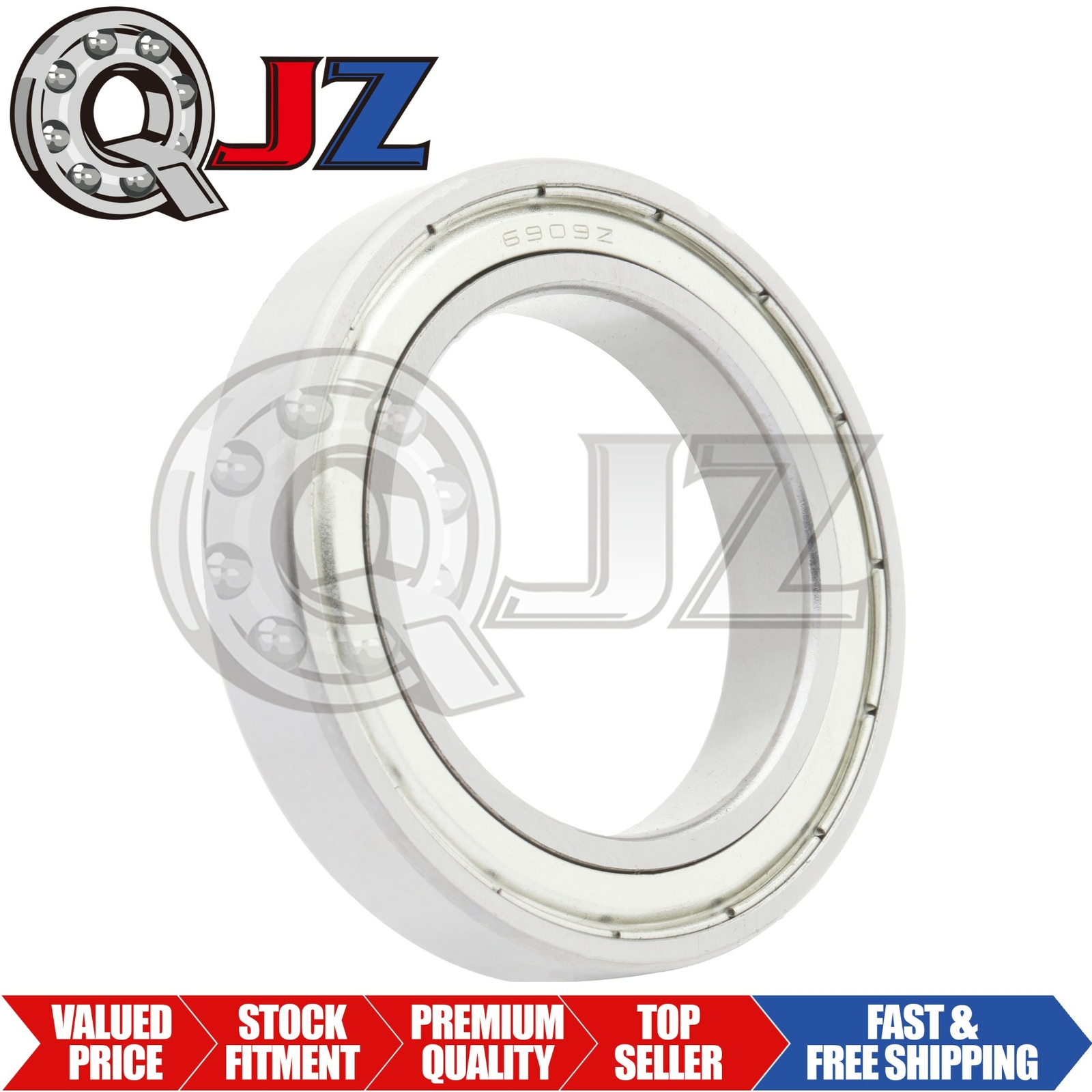 [1-Pack] 6909-ZZ Radial/Deep Groove Ball Bearing 45mm x 68mm x 12mm Metal Shield