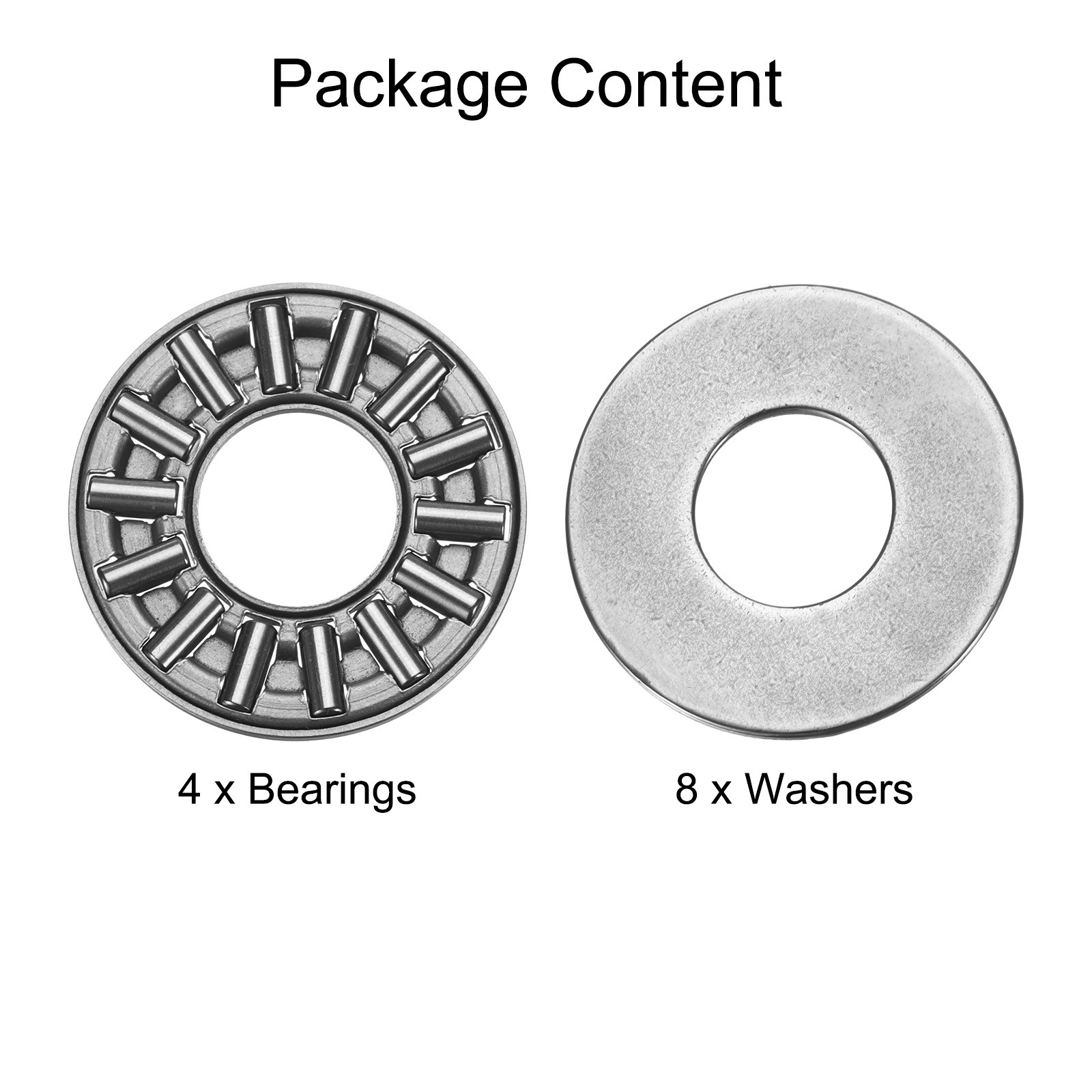 4 Sets AXK1024+2AS Thrust Needle Roller Bearings 10x24x4mm, P5 (ABEC 5)