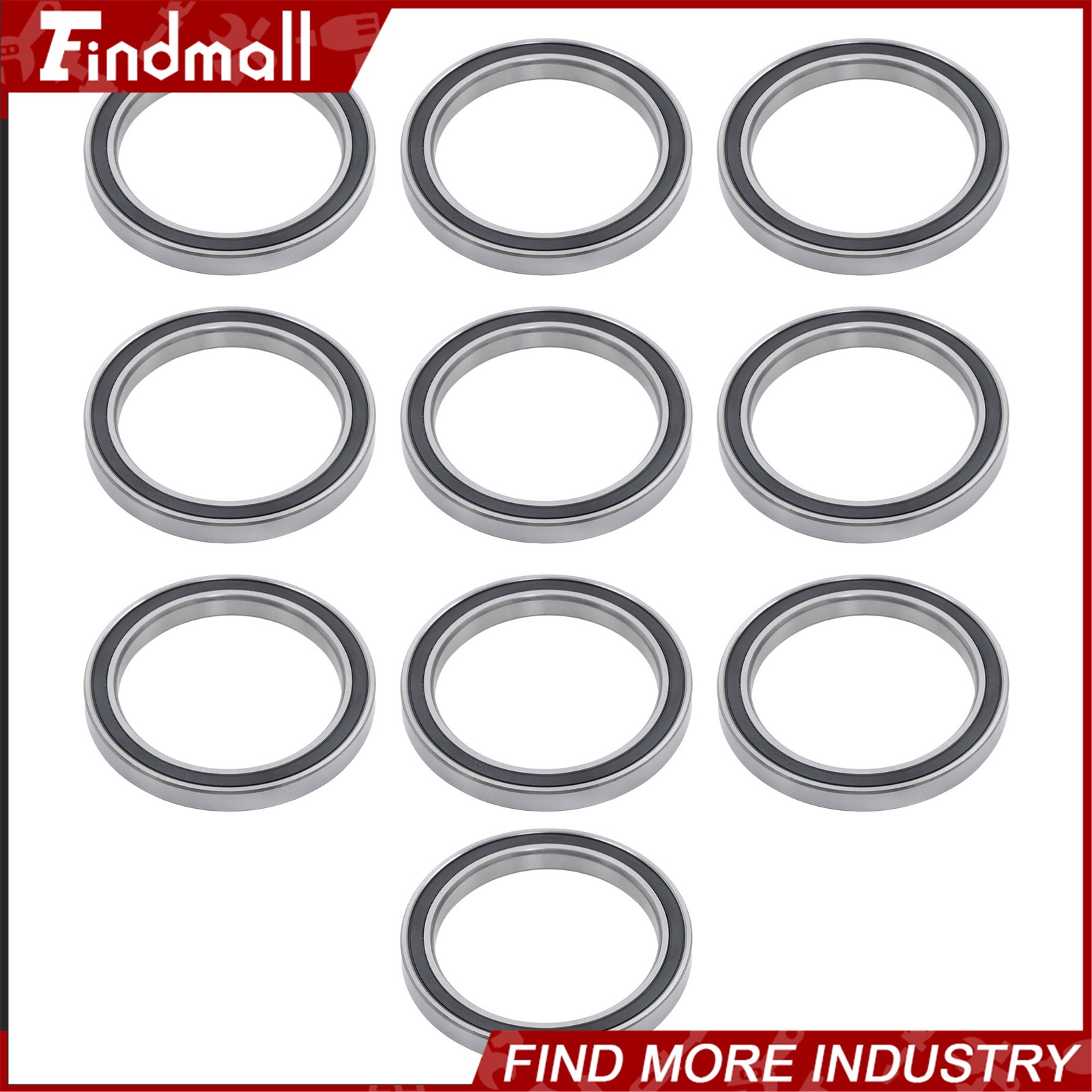 Findmall 10pcs 6810-2RS Ball Bearings 50x65x7mm Double Sealed Pre-Lubricated