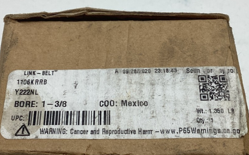 Rexnord Link-Belt Unmounted Ball Bearing Replacement Y222NL 1 3/8″ Bore