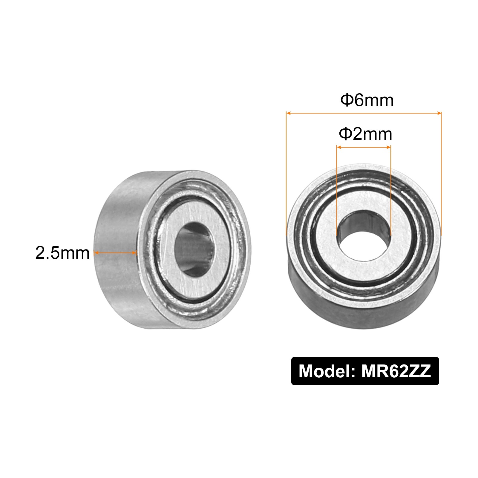 15pcs for MR62ZZ ball bearings 2x6x2.5mm, P6 (ABEC 3)
