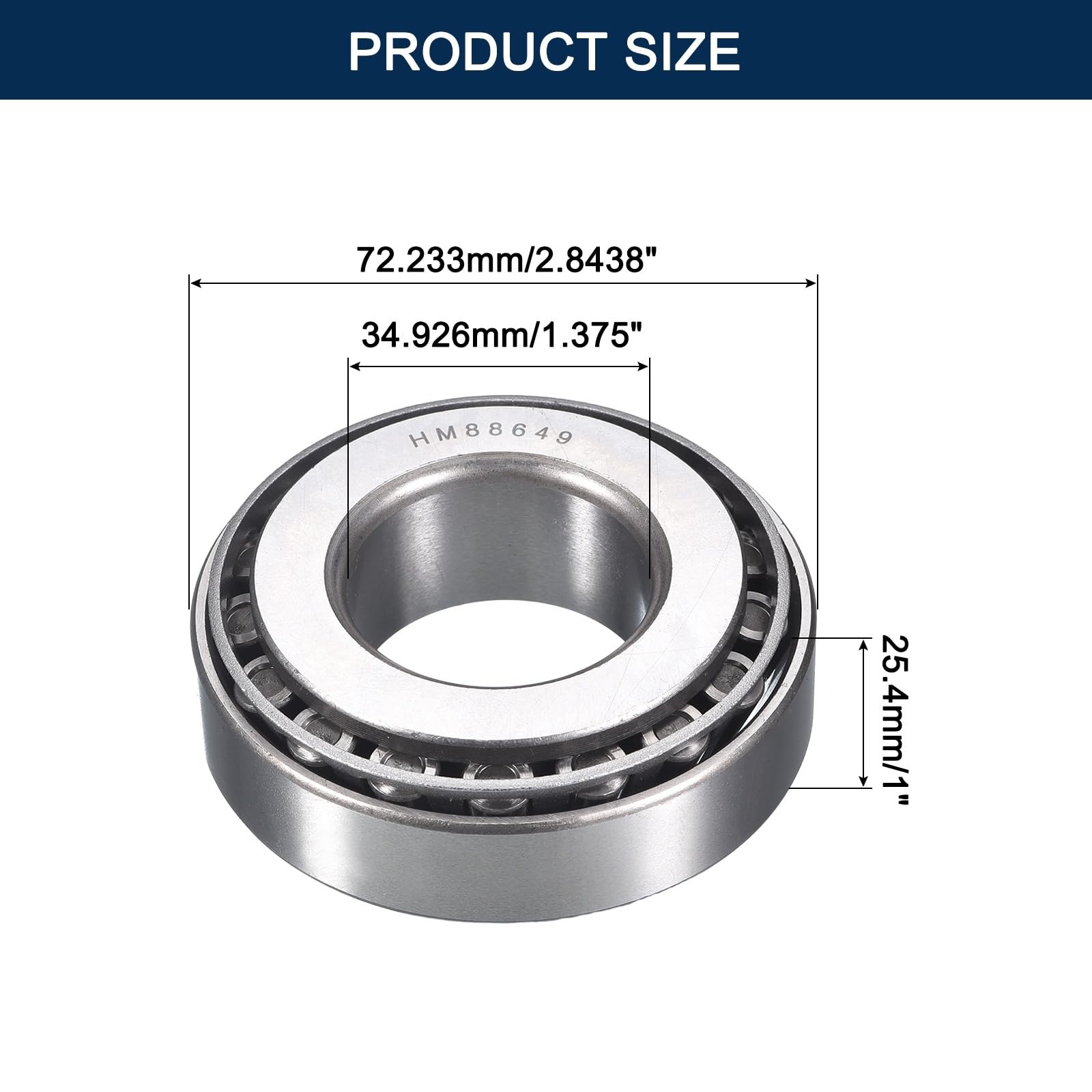 HIPicco 2 Pack HM88649/10 Tapered Roller Bearing Cone and Cup Set, 1.375″ Bor…