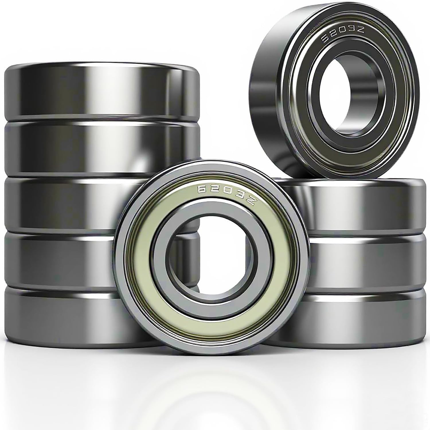 10 PCS 6203-ZZ Double Metal Seal Deep Groove Ball Bearings, Pre-Lubricated an…