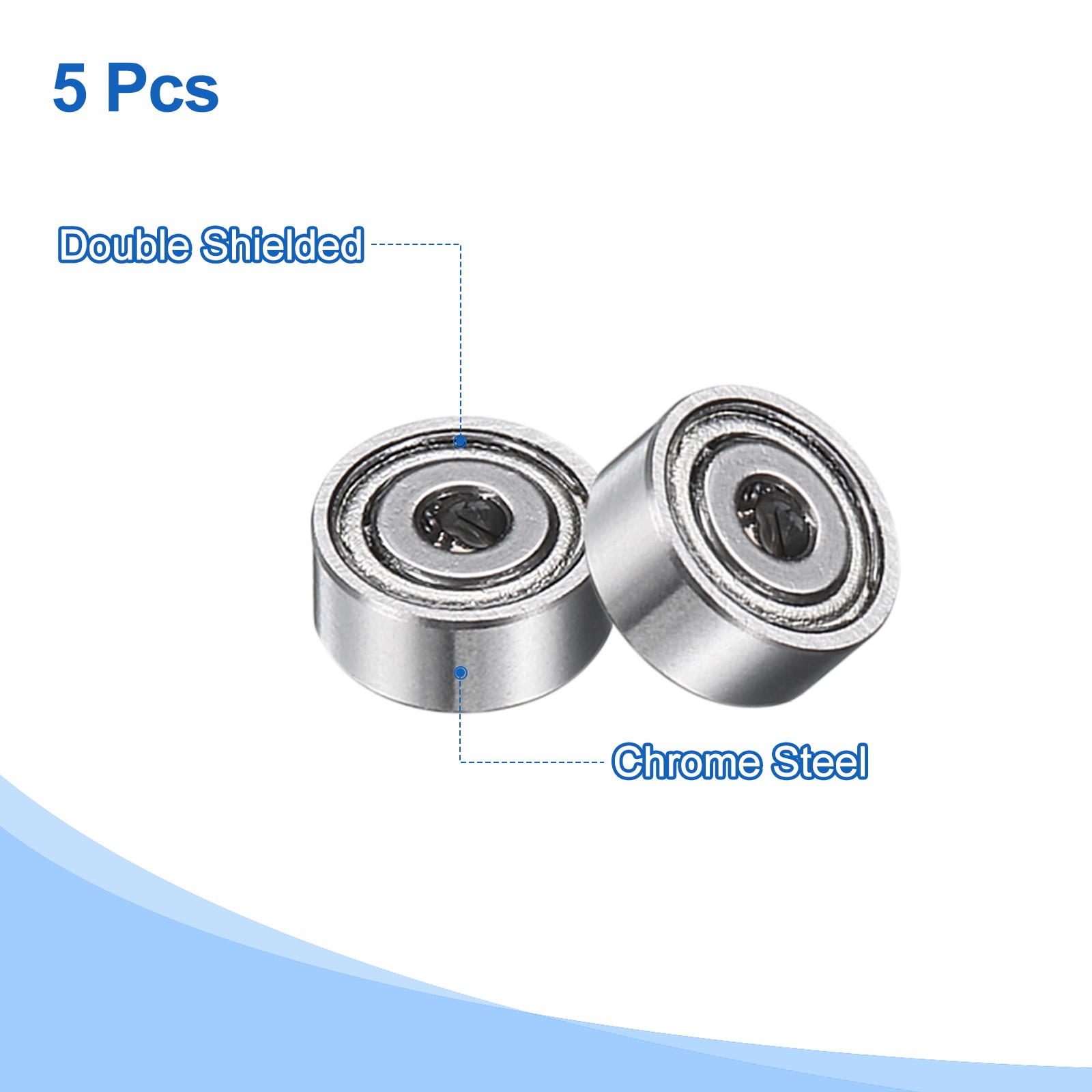 5pcs MR72ZZ Bearings 2x7x3mm Chrome Steel Mini Bearing Double Shielded, ABEC5