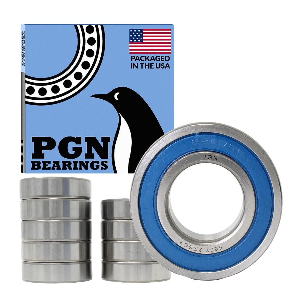 PGN (10 Pack) 6207-2RS Bearing – Lubricated Chrome Steel Sealed Ball Bearing …
