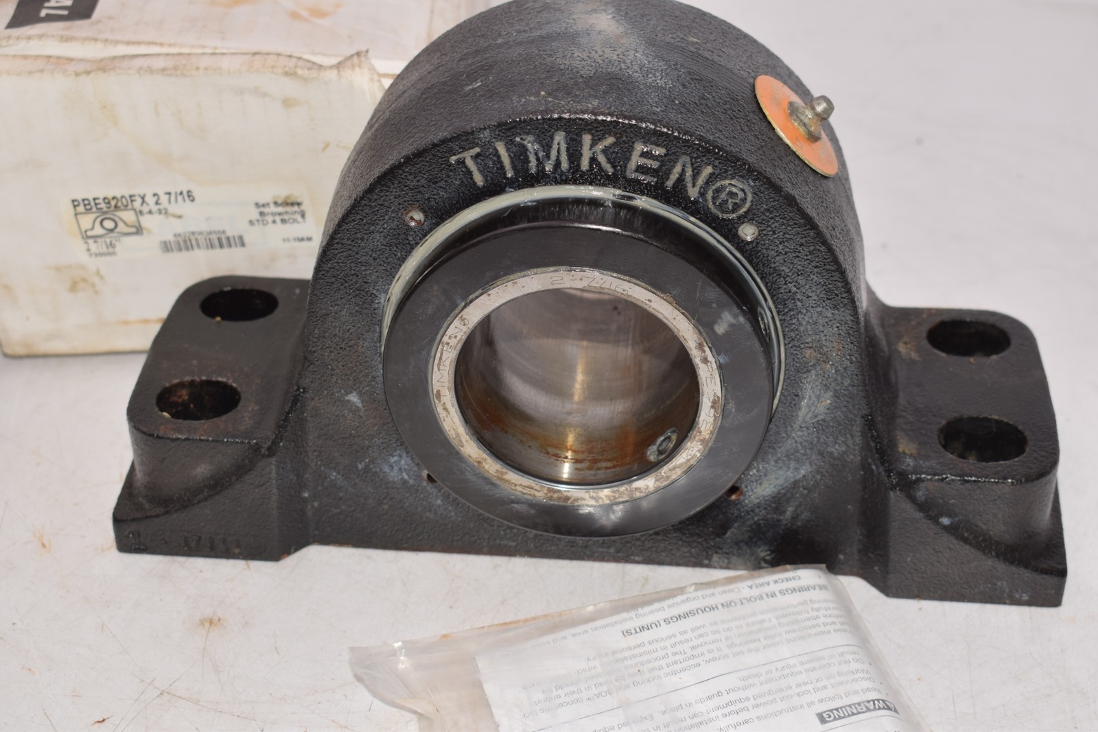 Browning PBE920FX 2-7/16” Set Screw Standard 4 Bolt Pillow Block Roller Bearing