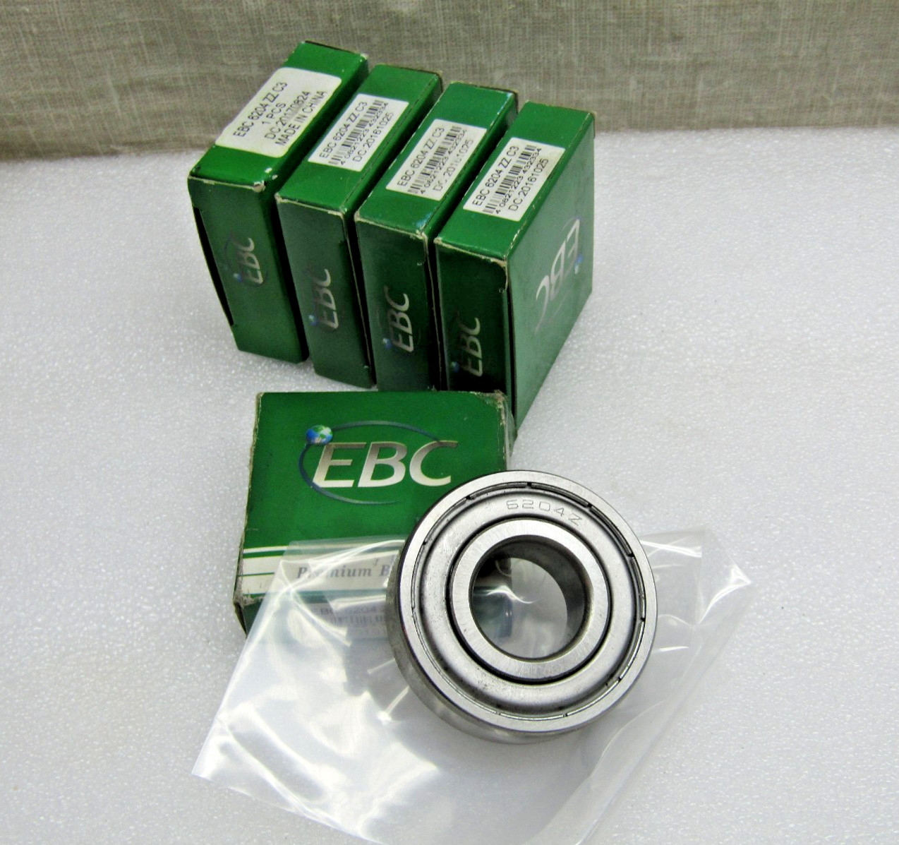 (Lot of 5) EBC 6204-ZZ C3 20mm x 47mm x 14mm Metal Shielded Bearing
