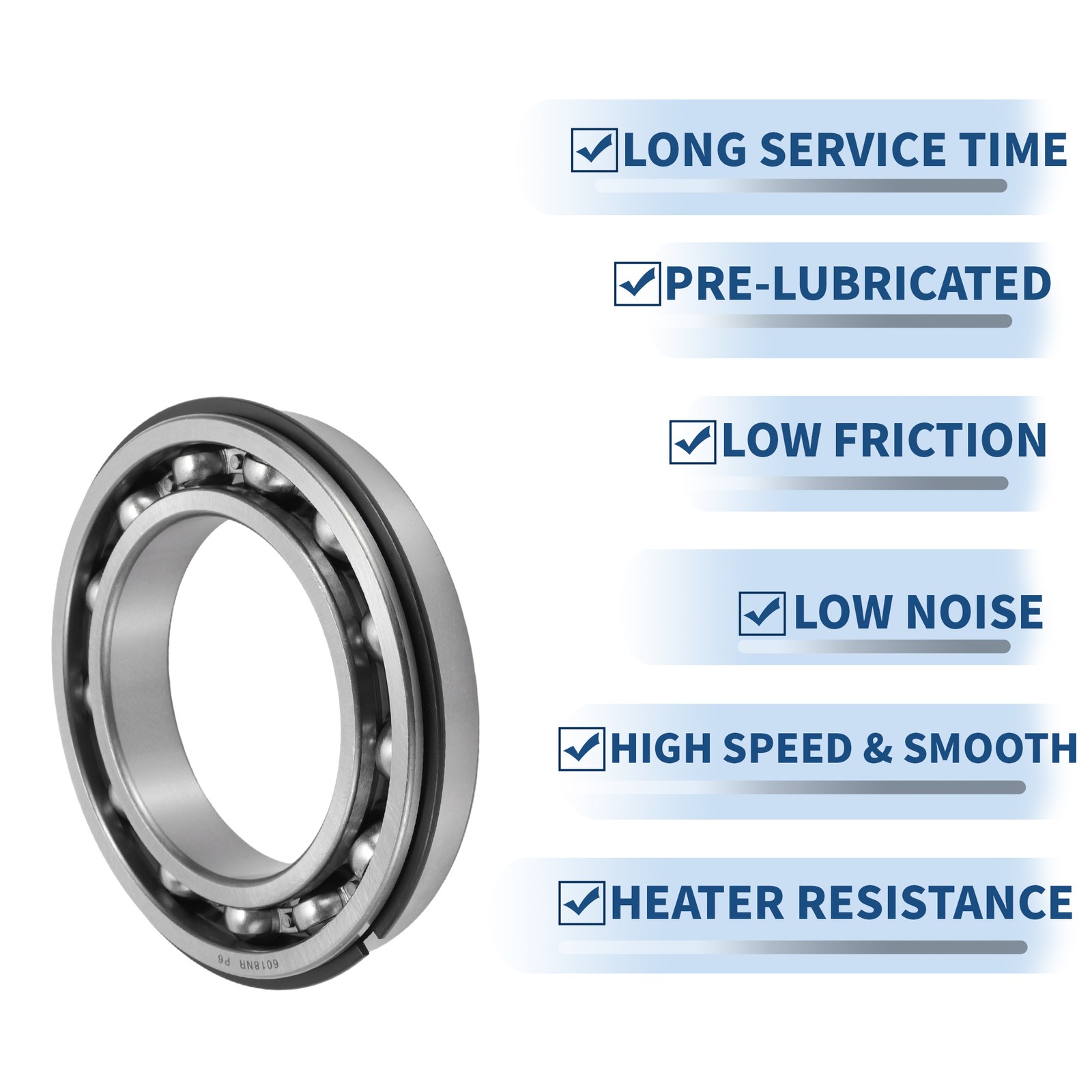 6018NR Deep Groove Ball Bearings 90x140x24mm 1 Pc Silver Tone