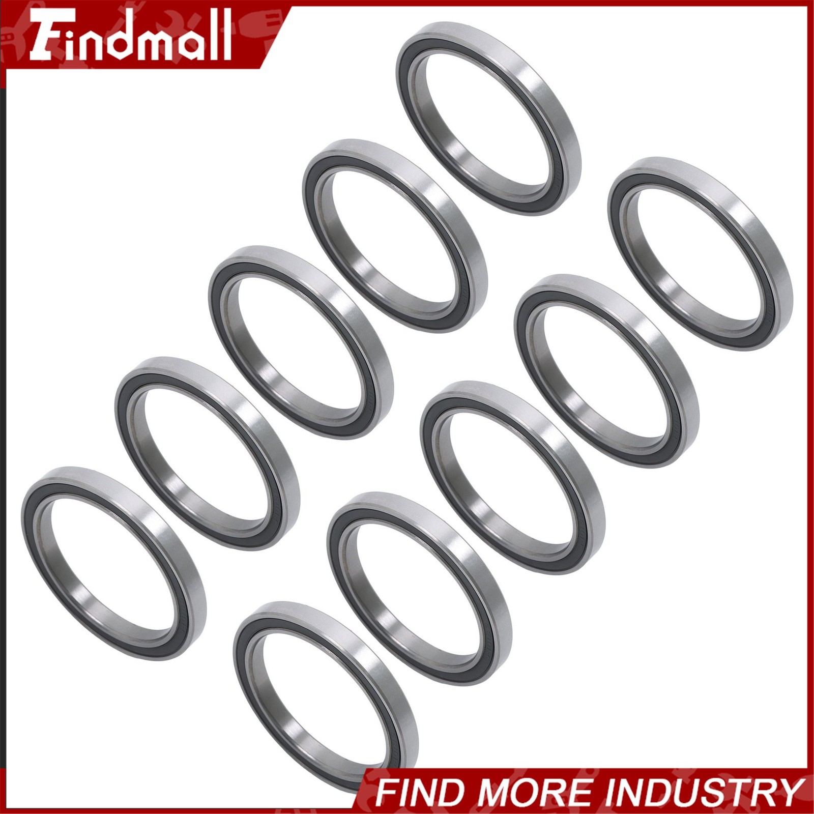 Findmall 10pcs 6810-2RS Ball Bearings 50x65x7mm Double Sealed Pre-Lubricated