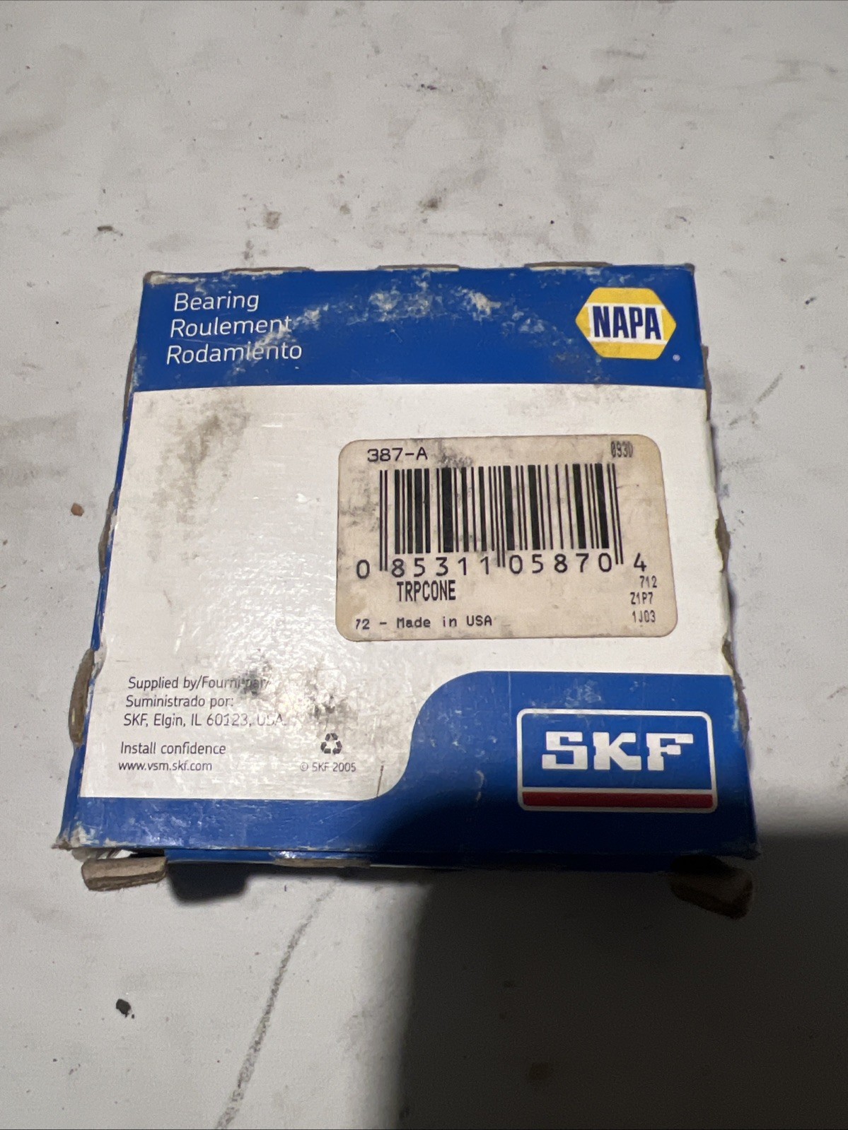 SKF 387A Tapered Roller Bearing Cone 2-1/4″ ID 387-A Napa