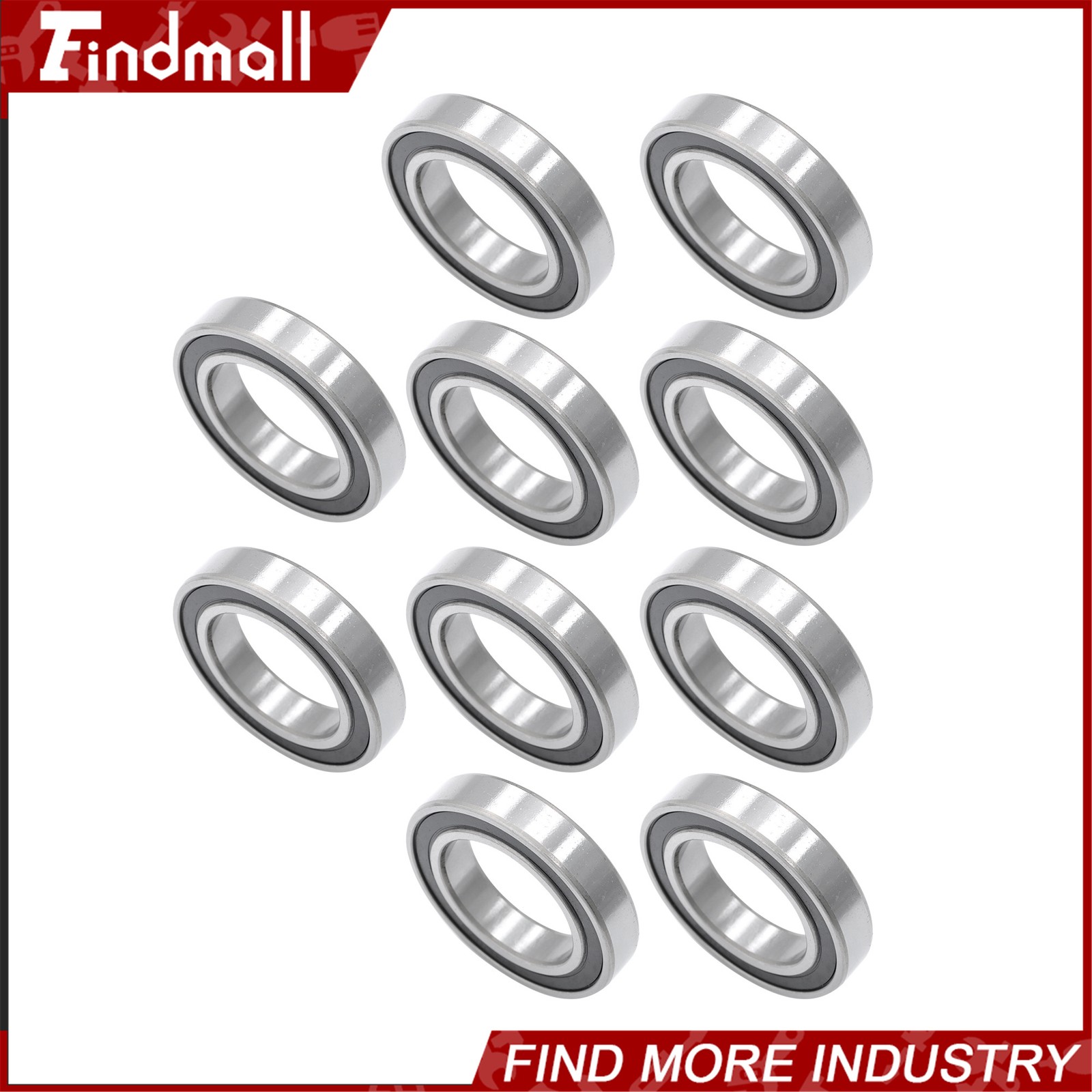 Findmall 6010-2RS Deep Groove Bearings 10pack 50x80x16mm Rubber Sealed Set