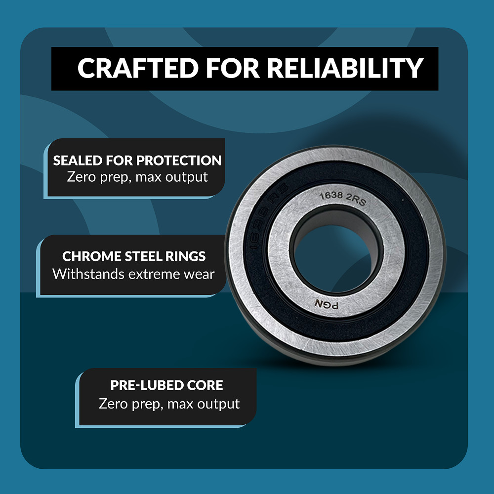 PGN (10 Pack) 1638-2RS Bearing – Lubricated Chrome Steel Sealed Ball Bearing