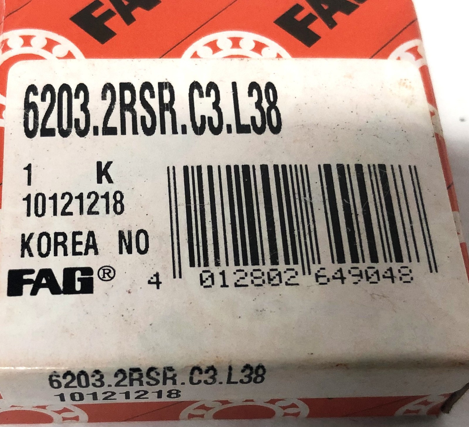 FAG Ball Bearing 6203.2RSR.C3.L38 [Lot of 2] NOS
